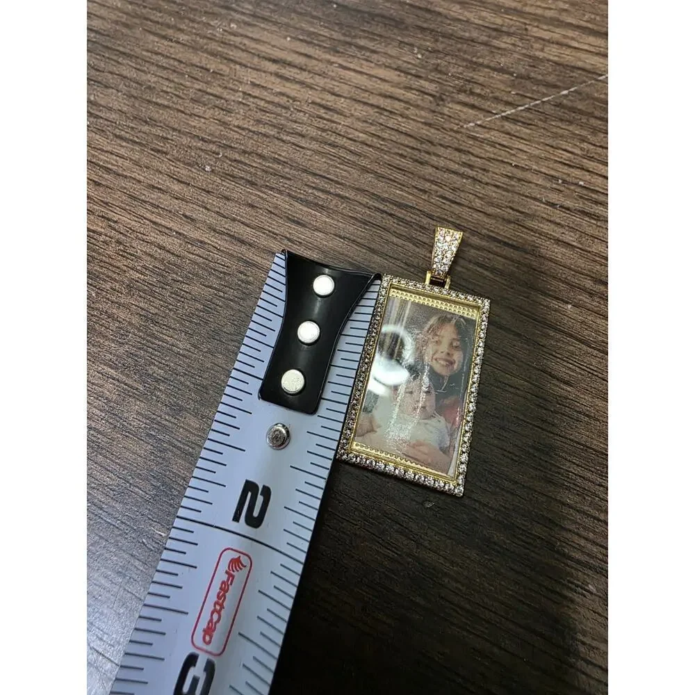 Picture Locket Pendant Necklace Engraved‎ Square Cooper